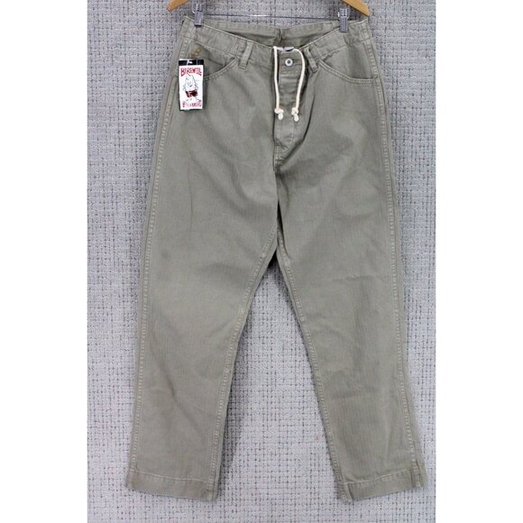 Birdwell Beach Britches Chino Pants Mens Brown Button Fly Drawstring Size 34 NWT - Picture 1 of 12